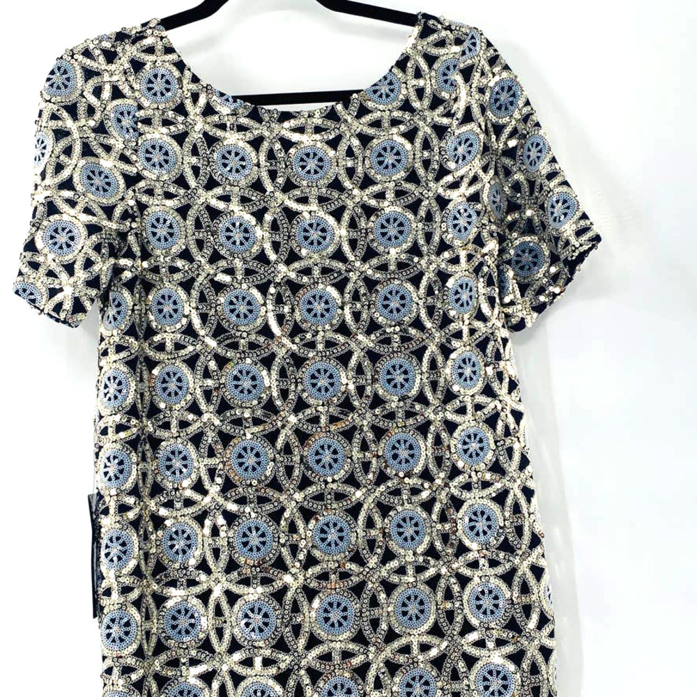 The Limited Exclusive Sequin Shift Dress Lined Black Silver Gold Size 4 Sm NWT - Picture 4 of 15